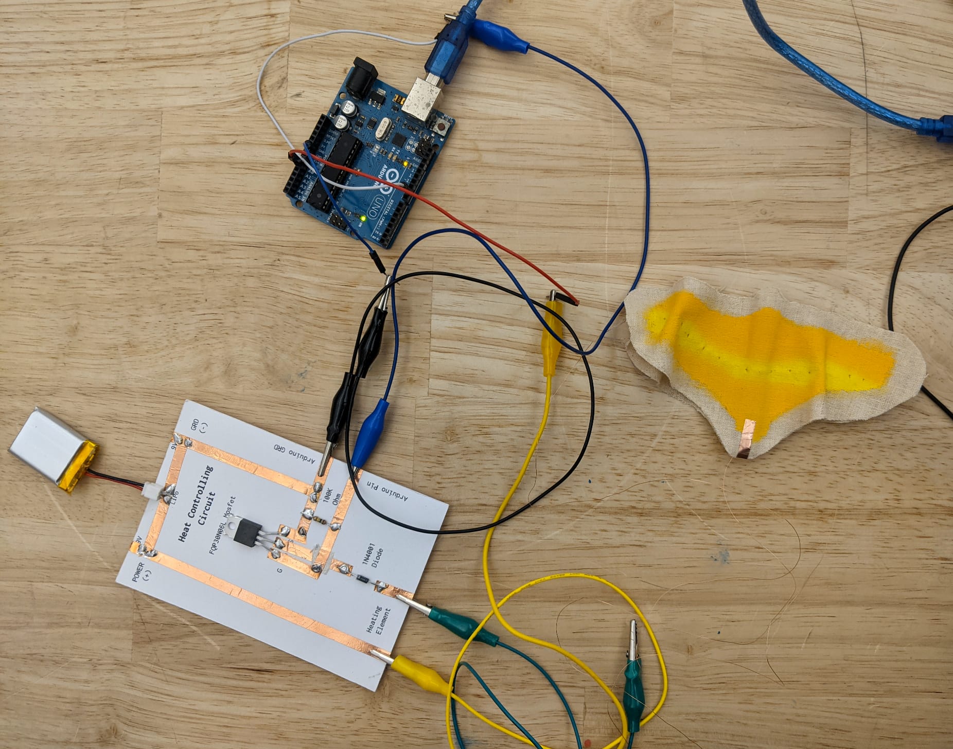 circuit with arduino, step up mosfet, and the moth